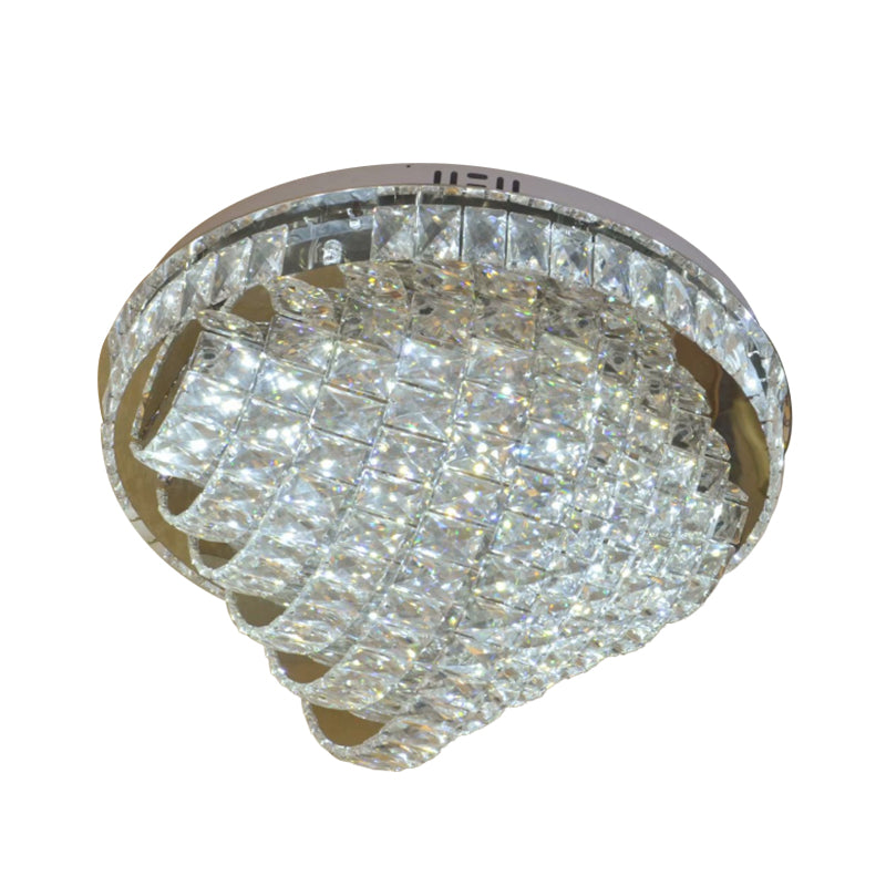 18"/22" W LED Flushmount Lighting Simple Style Tiered Faceted Crystal Close to Ceiling Lamp in Chrome Clearhalo 'Ceiling Lights' 'Close To Ceiling Lights' 'Close to ceiling' 'Flush mount' Lighting' 813044