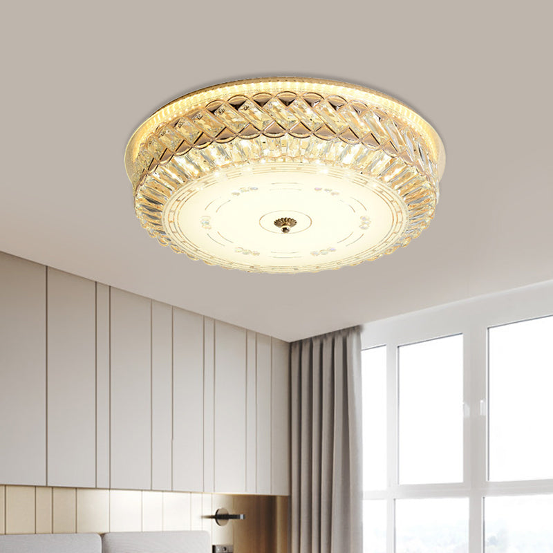 Circular Bedroom Ceiling Mount Lamp Simple Crystal Gold LED Flush Mount Fixture with Diffuser Clearhalo 'Ceiling Lights' 'Close To Ceiling Lights' 'Close to ceiling' 'Flush mount' Lighting' 813065