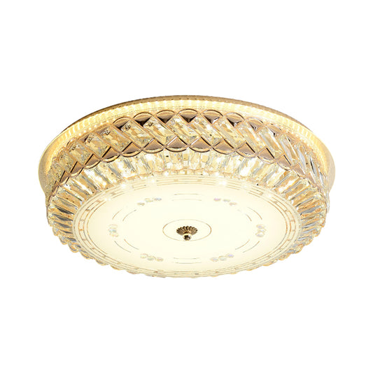 Circular Bedroom Ceiling Mount Lamp Simple Crystal Gold LED Flush Mount Fixture with Diffuser Clearhalo 'Ceiling Lights' 'Close To Ceiling Lights' 'Close to ceiling' 'Flush mount' Lighting' 813066