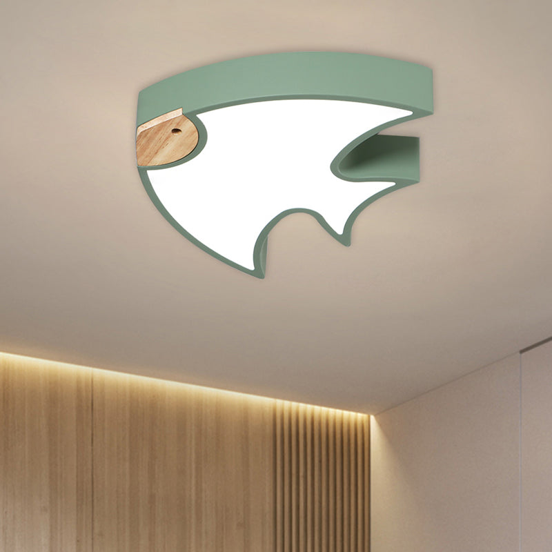 Fish-Shape Flush Lighting Nordic Acrylic White/Grey/Pink LED Flush Mounted Lamp Fixture for Bedroom Green Clearhalo 'Ceiling Lights' 'Close To Ceiling Lights' 'Close to ceiling' 'Flush mount' Lighting' 813092