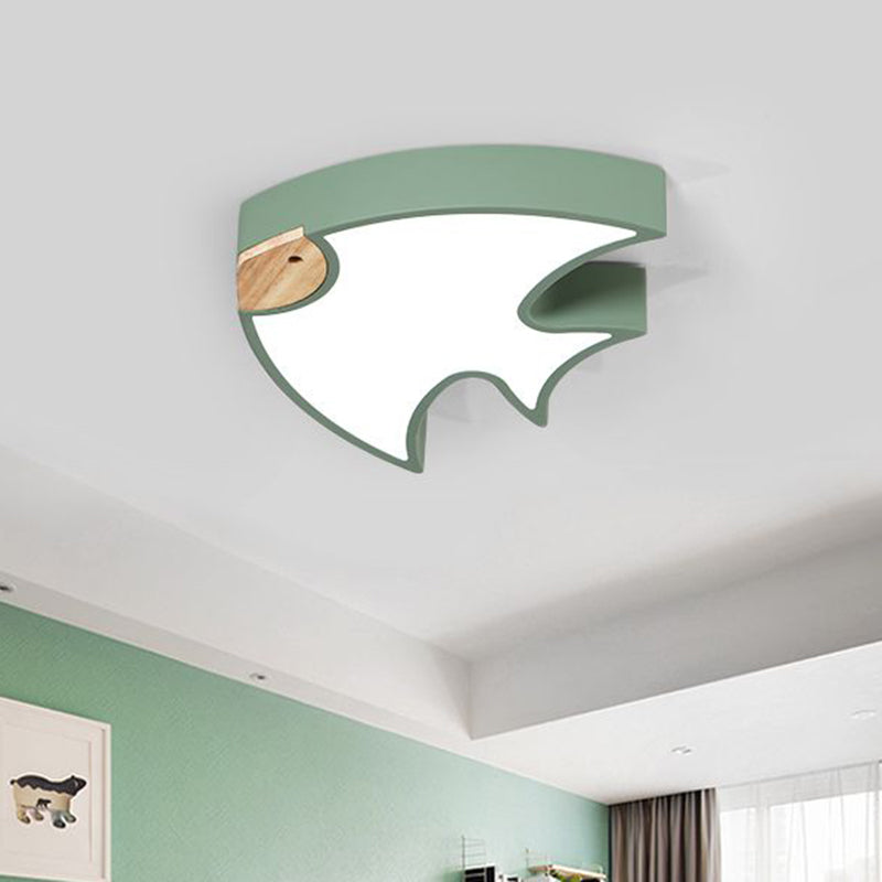 Fish-Shape Flush Lighting Nordic Acrylic White/Grey/Pink LED Flush Mounted Lamp Fixture for Bedroom Clearhalo 'Ceiling Lights' 'Close To Ceiling Lights' 'Close to ceiling' 'Flush mount' Lighting' 813093