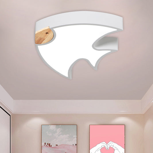 Fish-Shape Flush Lighting Nordic Acrylic White/Grey/Pink LED Flush Mounted Lamp Fixture for Bedroom White Clearhalo 'Ceiling Lights' 'Close To Ceiling Lights' 'Close to ceiling' 'Flush mount' Lighting' 813096