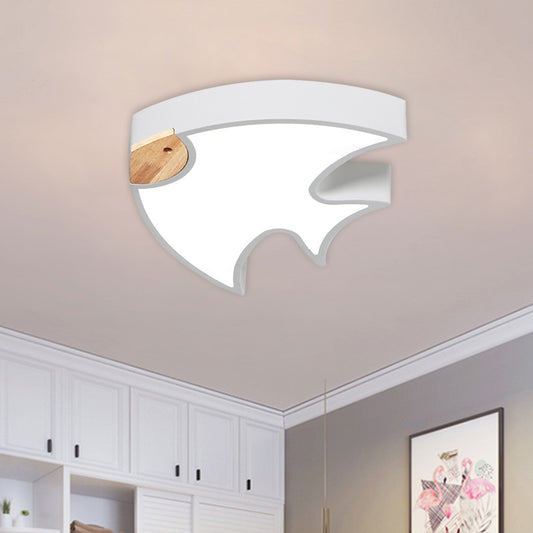 Fish-Shape Flush Lighting Nordic Acrylic White/Grey/Pink LED Flush Mounted Lamp Fixture for Bedroom Clearhalo 'Ceiling Lights' 'Close To Ceiling Lights' 'Close to ceiling' 'Flush mount' Lighting' 813097