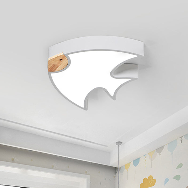 Fish-Shape Flush Lighting Nordic Acrylic White/Grey/Pink LED Flush Mounted Lamp Fixture for Bedroom Clearhalo 'Ceiling Lights' 'Close To Ceiling Lights' 'Close to ceiling' 'Flush mount' Lighting' 813098