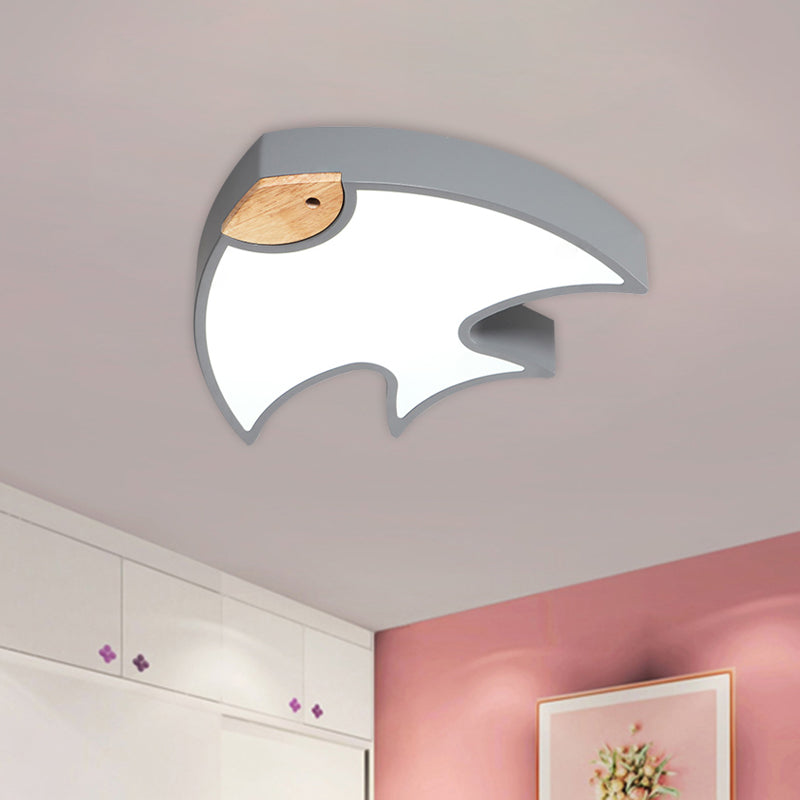 Fish-Shape Flush Lighting Nordic Acrylic White/Grey/Pink LED Flush Mounted Lamp Fixture for Bedroom Clearhalo 'Ceiling Lights' 'Close To Ceiling Lights' 'Close to ceiling' 'Flush mount' Lighting' 813101