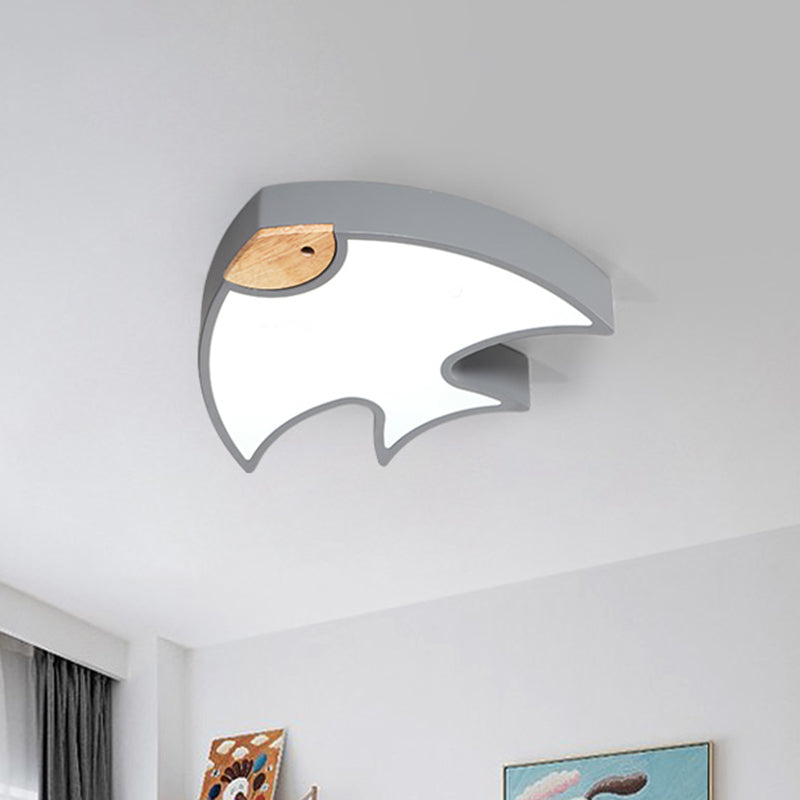 Fish-Shape Flush Lighting Nordic Acrylic White/Grey/Pink LED Flush Mounted Lamp Fixture for Bedroom Clearhalo 'Ceiling Lights' 'Close To Ceiling Lights' 'Close to ceiling' 'Flush mount' Lighting' 813102