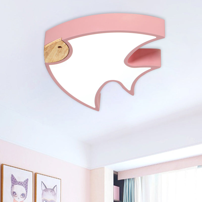 Fish-Shape Flush Lighting Nordic Acrylic White/Grey/Pink LED Flush Mounted Lamp Fixture for Bedroom Pink Clearhalo 'Ceiling Lights' 'Close To Ceiling Lights' 'Close to ceiling' 'Flush mount' Lighting' 813104