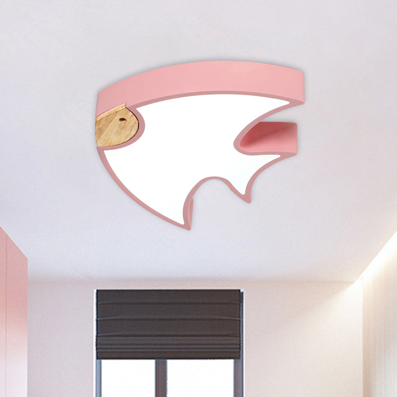 Fish-Shape Flush Lighting Nordic Acrylic White/Grey/Pink LED Flush Mounted Lamp Fixture for Bedroom Clearhalo 'Ceiling Lights' 'Close To Ceiling Lights' 'Close to ceiling' 'Flush mount' Lighting' 813105