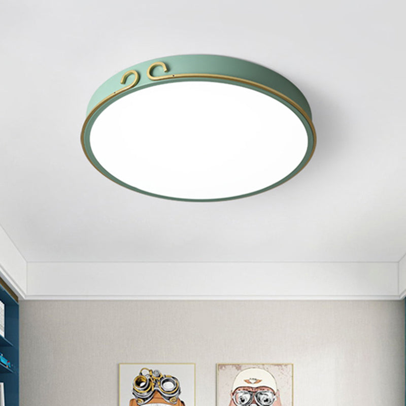 Acrylic Round Flushmount Macaron LED Flush Mount Fixture in White/Grey/Green with Headband Deco Green Clearhalo 'Ceiling Lights' 'Close To Ceiling Lights' 'Close to ceiling' 'Flush mount' Lighting' 813132