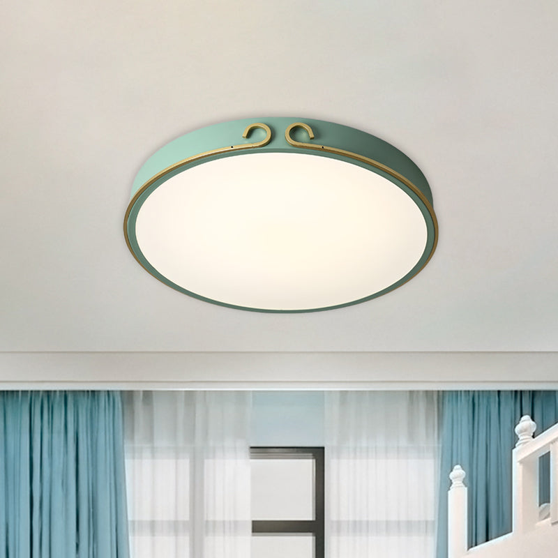 Acrylic Round Flushmount Macaron LED Flush Mount Fixture in White/Grey/Green with Headband Deco Clearhalo 'Ceiling Lights' 'Close To Ceiling Lights' 'Close to ceiling' 'Flush mount' Lighting' 813133