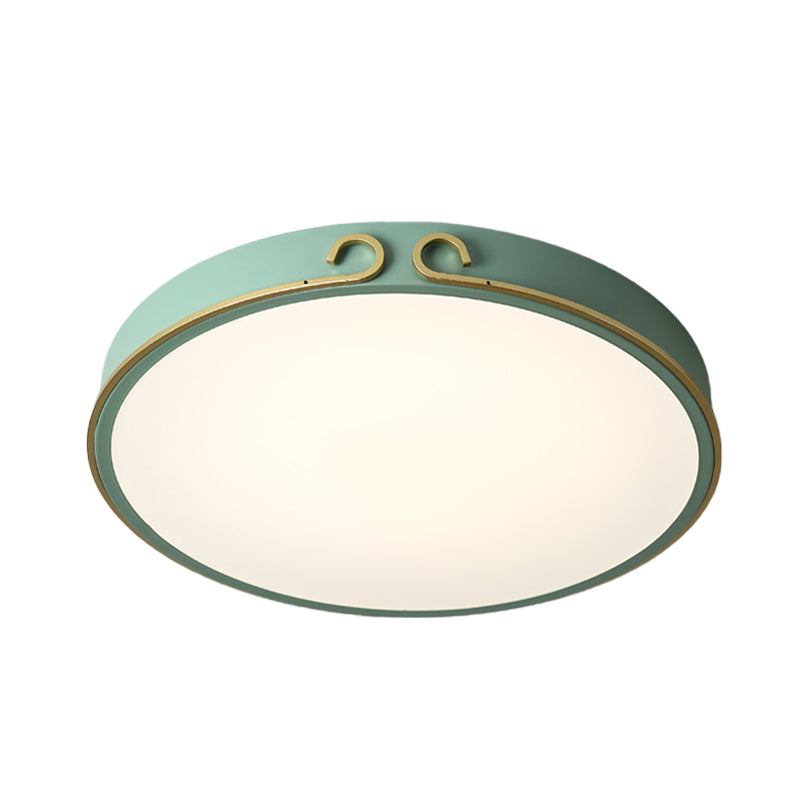 Acrylic Round Flushmount Macaron LED Flush Mount Fixture in White/Grey/Green with Headband Deco Clearhalo 'Ceiling Lights' 'Close To Ceiling Lights' 'Close to ceiling' 'Flush mount' Lighting' 813134