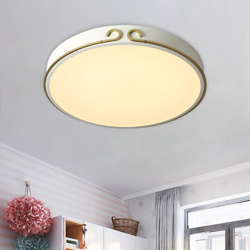 Acrylic Round Flushmount Macaron LED Flush Mount Fixture in White/Grey/Green with Headband Deco White Clearhalo 'Ceiling Lights' 'Close To Ceiling Lights' 'Close to ceiling' 'Flush mount' Lighting' 813136