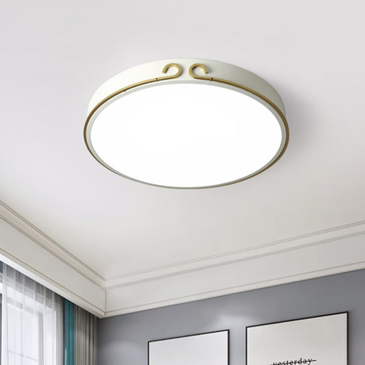 Acrylic Round Flushmount Macaron LED Flush Mount Fixture in White/Grey/Green with Headband Deco Clearhalo 'Ceiling Lights' 'Close To Ceiling Lights' 'Close to ceiling' 'Flush mount' Lighting' 813137