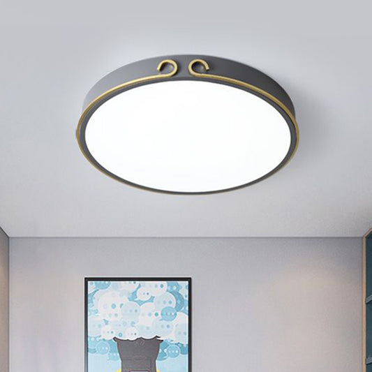 Acrylic Round Flushmount Macaron LED Flush Mount Fixture in White/Grey/Green with Headband Deco Clearhalo 'Ceiling Lights' 'Close To Ceiling Lights' 'Close to ceiling' 'Flush mount' Lighting' 813141