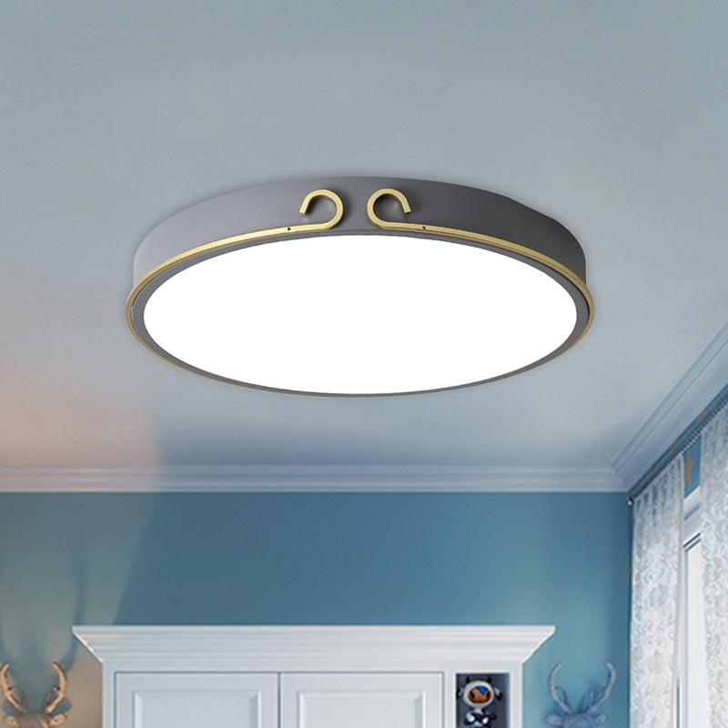 Acrylic Round Flushmount Macaron LED Flush Mount Fixture in White/Grey/Green with Headband Deco Clearhalo 'Ceiling Lights' 'Close To Ceiling Lights' 'Close to ceiling' 'Flush mount' Lighting' 813142