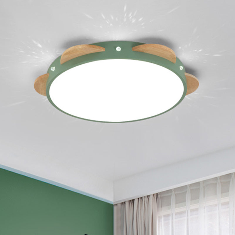 Macaron Flower Flushmount Acrylic LED Bedroom Flush Ceiling Light Fixture in White/Green/Blue and Wood Green Clearhalo 'Ceiling Lights' 'Close To Ceiling Lights' 'Close to ceiling' 'Flush mount' Lighting' 813144