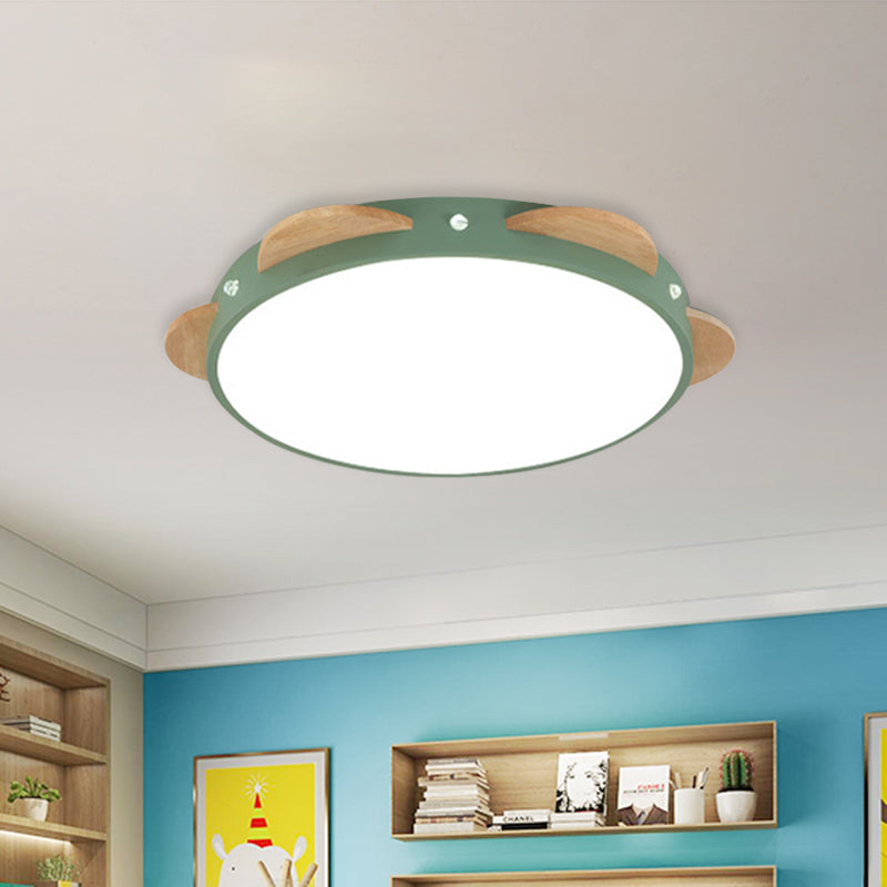 Macaron Flower Flushmount Acrylic LED Bedroom Flush Ceiling Light Fixture in White/Green/Blue and Wood Clearhalo 'Ceiling Lights' 'Close To Ceiling Lights' 'Close to ceiling' 'Flush mount' Lighting' 813145