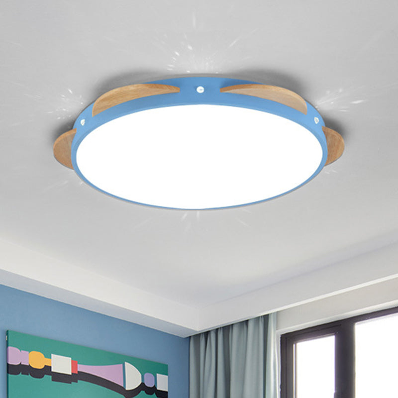 Macaron Flower Flushmount Acrylic LED Bedroom Flush Ceiling Light Fixture in White/Green/Blue and Wood Blue Clearhalo 'Ceiling Lights' 'Close To Ceiling Lights' 'Close to ceiling' 'Flush mount' Lighting' 813152