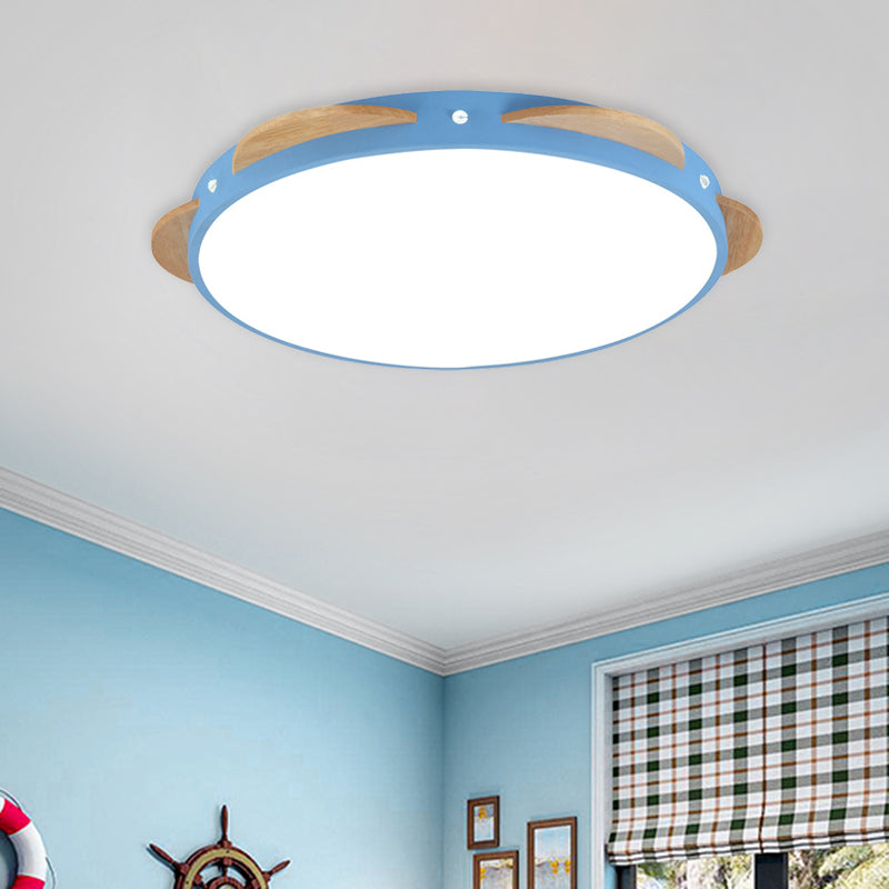 Macaron Flower Flushmount Acrylic LED Bedroom Flush Ceiling Light Fixture in White/Green/Blue and Wood Clearhalo 'Ceiling Lights' 'Close To Ceiling Lights' 'Close to ceiling' 'Flush mount' Lighting' 813153