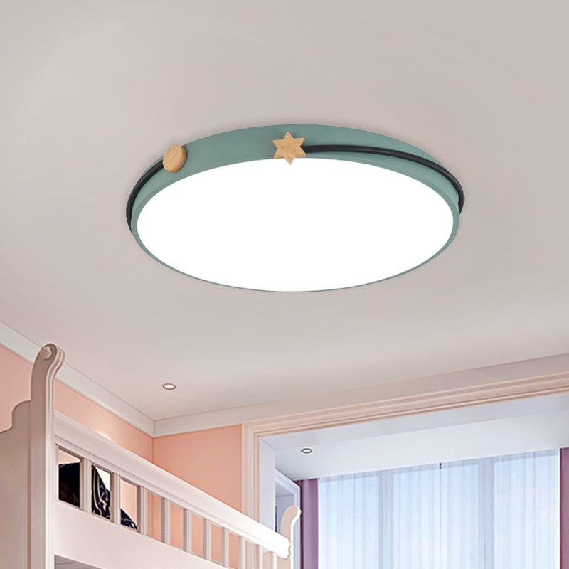 Acrylic Round Ceiling Flush Nordic LED Flush Lamp in White/Green/Blue with Headband Deco for Living Room Green Clearhalo 'Ceiling Lights' 'Close To Ceiling Lights' 'Close to ceiling' 'Flush mount' Lighting' 813156