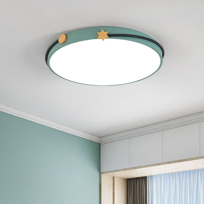 Acrylic Round Ceiling Flush Nordic LED Flush Lamp in White/Green/Blue with Headband Deco for Living Room Clearhalo 'Ceiling Lights' 'Close To Ceiling Lights' 'Close to ceiling' 'Flush mount' Lighting' 813157