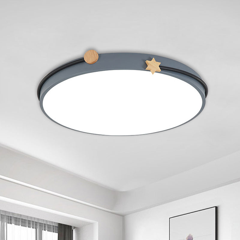 Acrylic Round Ceiling Flush Nordic LED Flush Lamp in White/Green/Blue with Headband Deco for Living Room Grey Clearhalo 'Ceiling Lights' 'Close To Ceiling Lights' 'Close to ceiling' 'Flush mount' Lighting' 813164