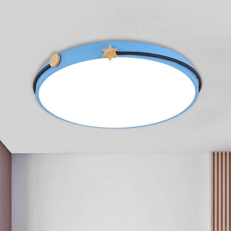 Acrylic Round Ceiling Flush Nordic LED Flush Lamp in White/Green/Blue with Headband Deco for Living Room Blue Clearhalo 'Ceiling Lights' 'Close To Ceiling Lights' 'Close to ceiling' 'Flush mount' Lighting' 813168