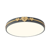 Nordic Circular Flush Lamp Acrylic LED Bedroom Flush Lighting in White/Black/Grey with Gold Loving Heart Deco Clearhalo 'Ceiling Lights' 'Close To Ceiling Lights' 'Close to ceiling' Lighting' 813182