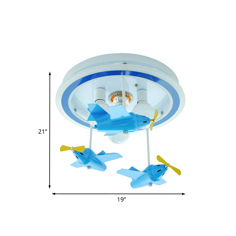 Acrylic Aircraft Semi Flush Lighting Cartoon 3 Heads Blue Finish LED Ceiling Mounted Fixture Clearhalo 'Ceiling Lights' 'Close To Ceiling Lights' 'Close to ceiling' 'Flush mount' Lighting' 813200