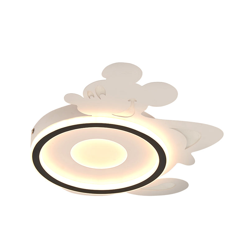 Metal Cartoon Mouse Flush Lighting Nordic LED White-Black Flush Lamp Fixture in Warm/White Light Clearhalo 'Ceiling Lights' 'Close To Ceiling Lights' 'Close to ceiling' 'Flush mount' Lighting' 813215