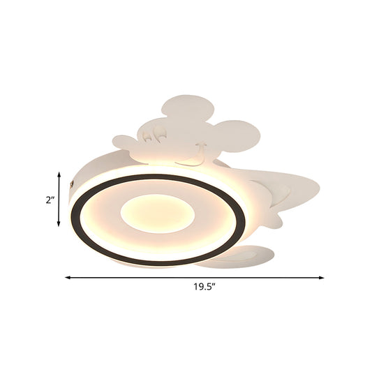 Metal Cartoon Mouse Flush Lighting Nordic LED White-Black Flush Lamp Fixture in Warm/White Light Clearhalo 'Ceiling Lights' 'Close To Ceiling Lights' 'Close to ceiling' 'Flush mount' Lighting' 813216