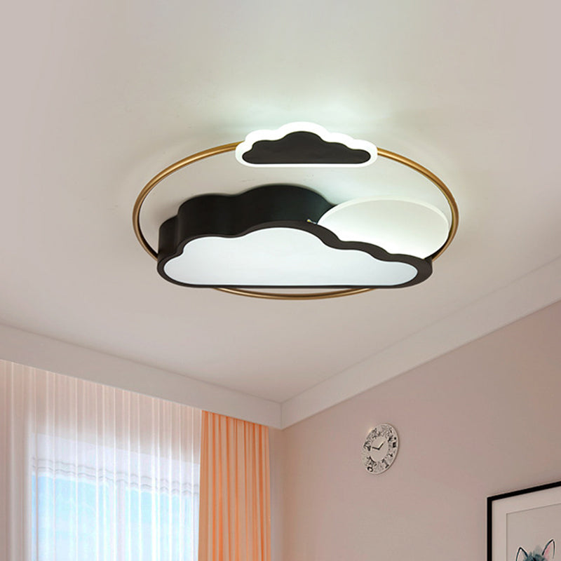 Cartoon LED Flush Mount Lighting with Acrylic Shade Black/Blue Finish Cloud-Shape Flush Lamp Fixture Black Clearhalo 'Ceiling Lights' 'Close To Ceiling Lights' 'Close to ceiling' 'Flush mount' Lighting' 813217