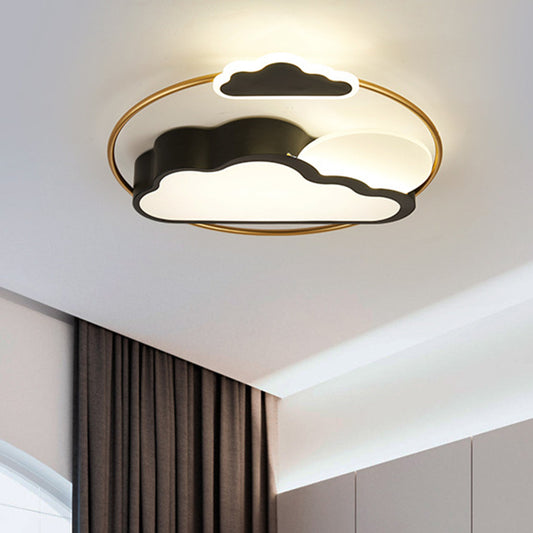 Cartoon LED Flush Mount Lighting with Acrylic Shade Black/Blue Finish Cloud-Shape Flush Lamp Fixture Clearhalo 'Ceiling Lights' 'Close To Ceiling Lights' 'Close to ceiling' 'Flush mount' Lighting' 813218