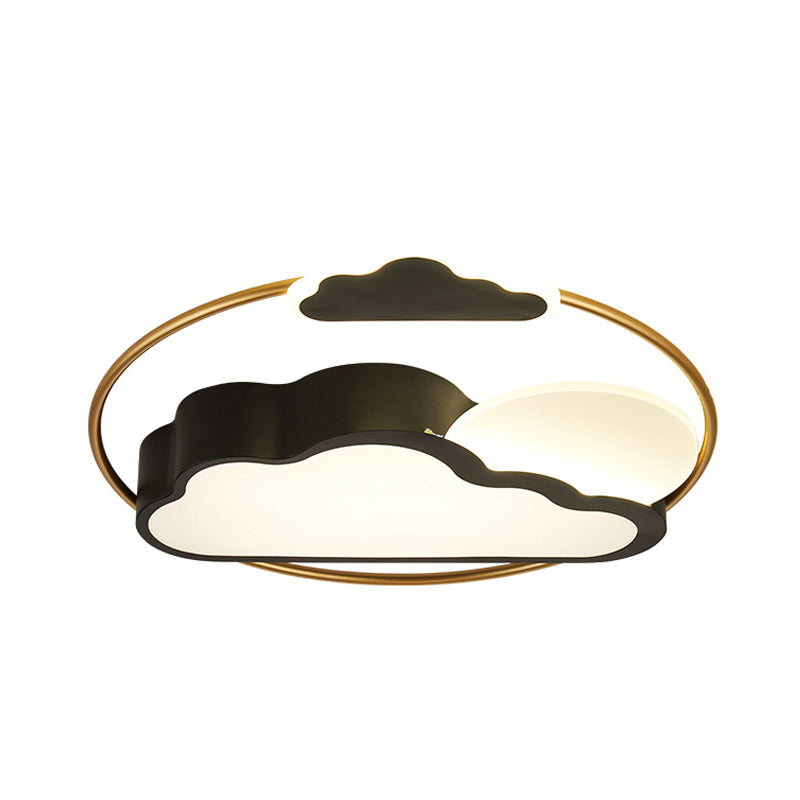 Cartoon LED Flush Mount Lighting with Acrylic Shade Black/Blue Finish Cloud-Shape Flush Lamp Fixture Clearhalo 'Ceiling Lights' 'Close To Ceiling Lights' 'Close to ceiling' 'Flush mount' Lighting' 813219