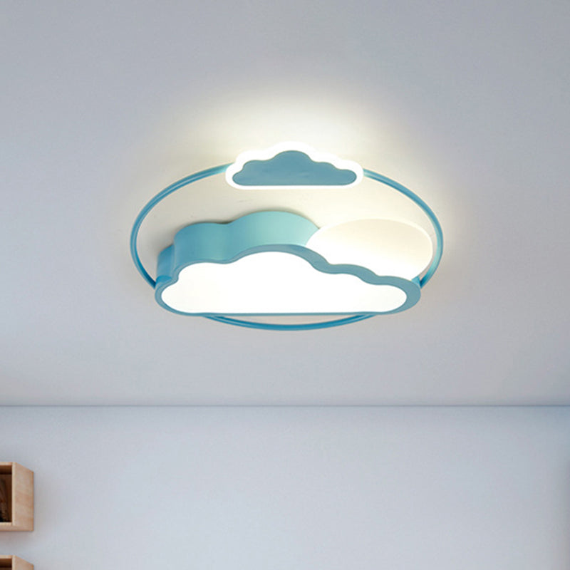 Cartoon LED Flush Mount Lighting with Acrylic Shade Black/Blue Finish Cloud-Shape Flush Lamp Fixture Clearhalo 'Ceiling Lights' 'Close To Ceiling Lights' 'Close to ceiling' 'Flush mount' Lighting' 813222