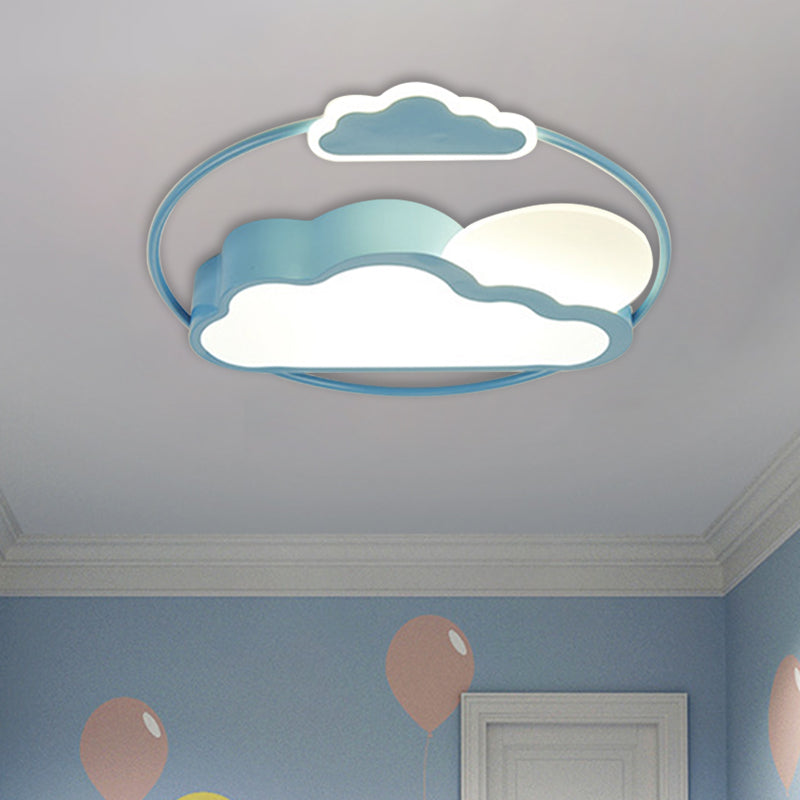 Cartoon LED Flush Mount Lighting with Acrylic Shade Black/Blue Finish Cloud-Shape Flush Lamp Fixture Clearhalo 'Ceiling Lights' 'Close To Ceiling Lights' 'Close to ceiling' 'Flush mount' Lighting' 813223