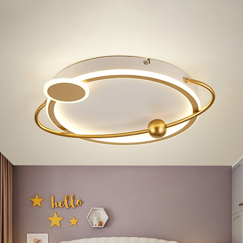 Gold Round Flush Lamp Fixture with Starry Sky Design Nordic LED Acrylic Flush Mount in White/Warm Light Gold Clearhalo 'Ceiling Lights' 'Close To Ceiling Lights' 'Close to ceiling' 'Flush mount' Lighting' 813225