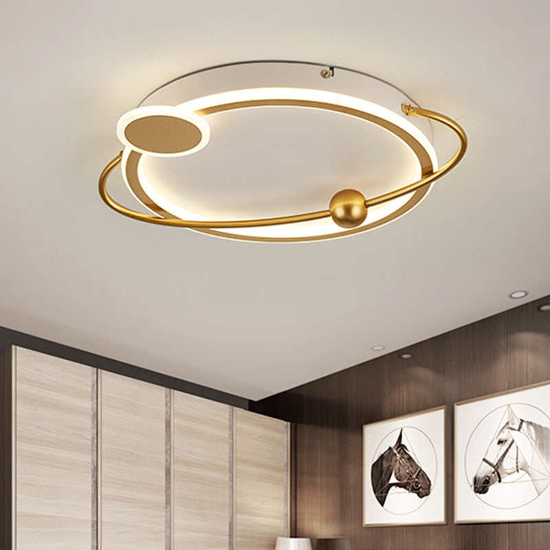 Gold Round Flush Lamp Fixture with Starry Sky Design Nordic LED Acrylic Flush Mount in White/Warm Light Clearhalo 'Ceiling Lights' 'Close To Ceiling Lights' 'Close to ceiling' 'Flush mount' Lighting' 813226