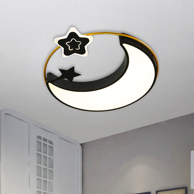 Cloud/Sun/Moon Shape Flush Mount Lighting Nordic Acrylic LED Bedroom Flush Lamp Fixture in Black and Gold Clearhalo 'Ceiling Lights' 'Close To Ceiling Lights' 'Close to ceiling' 'Flush mount' Lighting' 813234