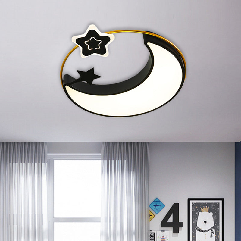 Cloud/Sun/Moon Shape Flush Mount Lighting Nordic Acrylic LED Bedroom Flush Lamp Fixture in Black and Gold Clearhalo 'Ceiling Lights' 'Close To Ceiling Lights' 'Close to ceiling' 'Flush mount' Lighting' 813235