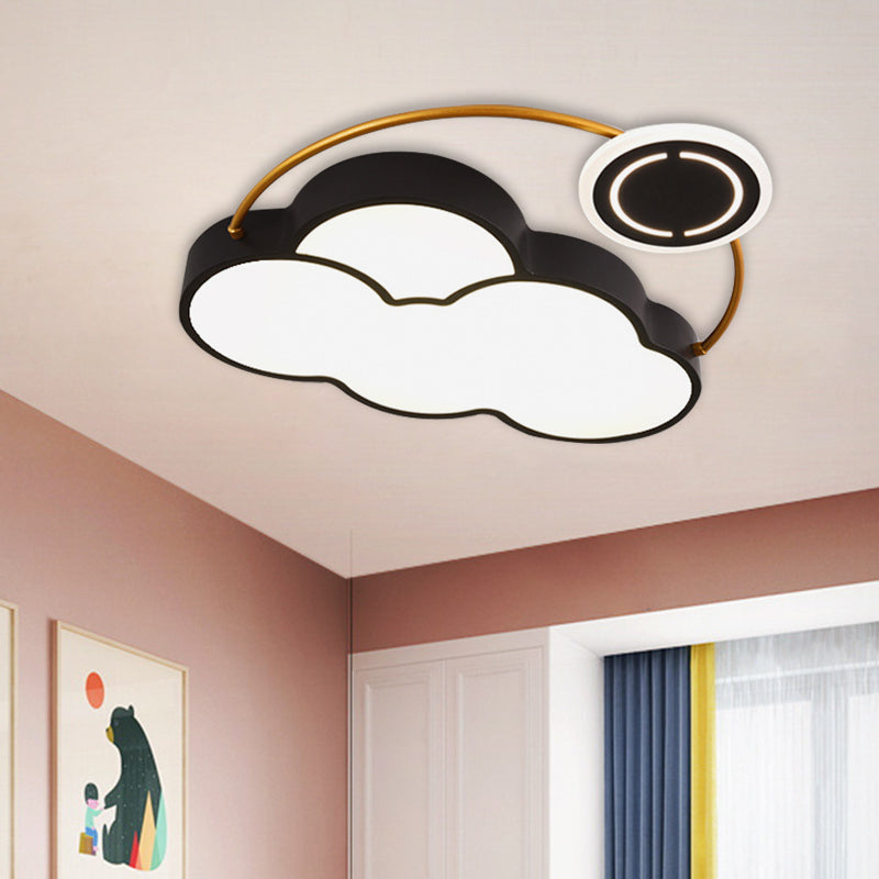 Cloud/Sun/Moon Shape Flush Mount Lighting Nordic Acrylic LED Bedroom Flush Lamp Fixture in Black and Gold Clearhalo 'Ceiling Lights' 'Close To Ceiling Lights' 'Close to ceiling' 'Flush mount' Lighting' 813239