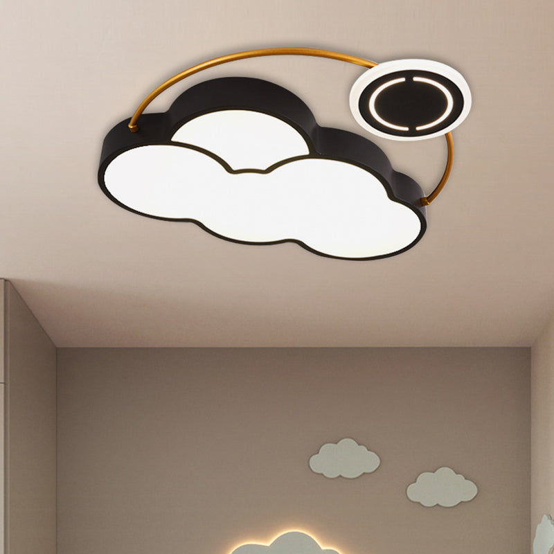 Cloud/Sun/Moon Shape Flush Mount Lighting Nordic Acrylic LED Bedroom Flush Lamp Fixture in Black and Gold Clearhalo 'Ceiling Lights' 'Close To Ceiling Lights' 'Close to ceiling' 'Flush mount' Lighting' 813240