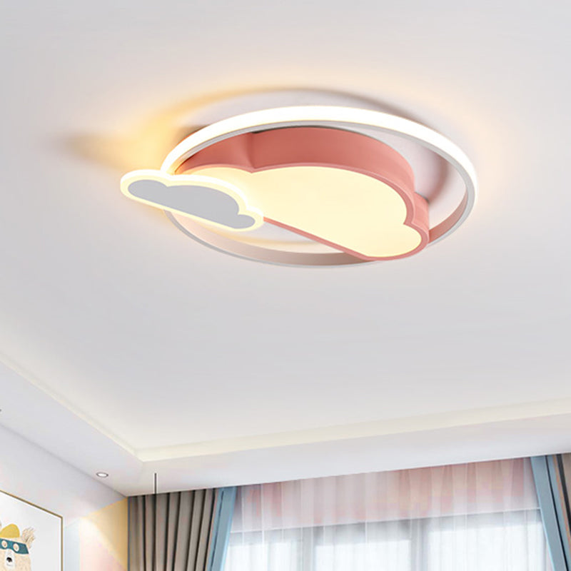 Cloud Shaped Bedroom Flushmount Light Acrylic LED Nordic Flush Mount Ceiling Lamp in White/Pink Pink Clearhalo 'Ceiling Lights' 'Close To Ceiling Lights' 'Close to ceiling' 'Flush mount' Lighting' 813271