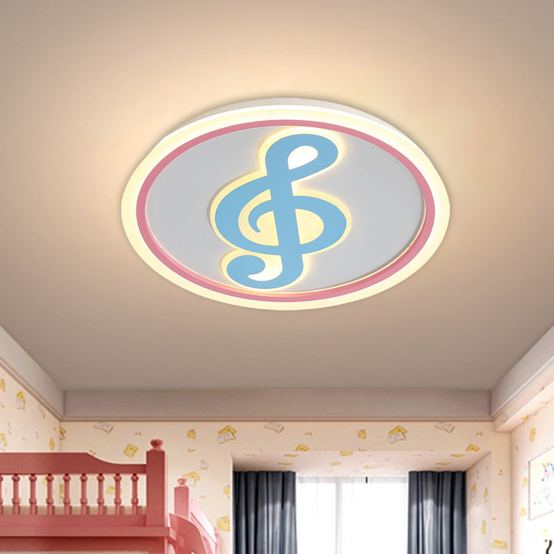 Blue Music Note Shaped Ceiling Lamp Creative LED Acrylic Flush Light in White/Warm Light Blue A Clearhalo 'Ceiling Lights' 'Close To Ceiling Lights' 'Close to ceiling' 'Flush mount' Lighting' 813291