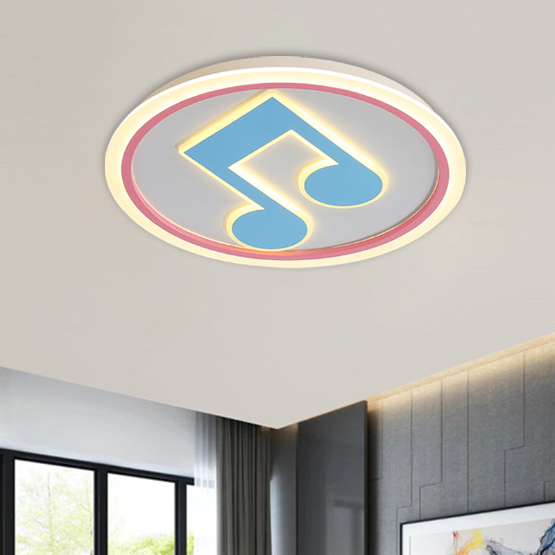 Blue Music Note Shaped Ceiling Lamp Creative LED Acrylic Flush Light in White/Warm Light Blue B Clearhalo 'Ceiling Lights' 'Close To Ceiling Lights' 'Close to ceiling' 'Flush mount' Lighting' 813295