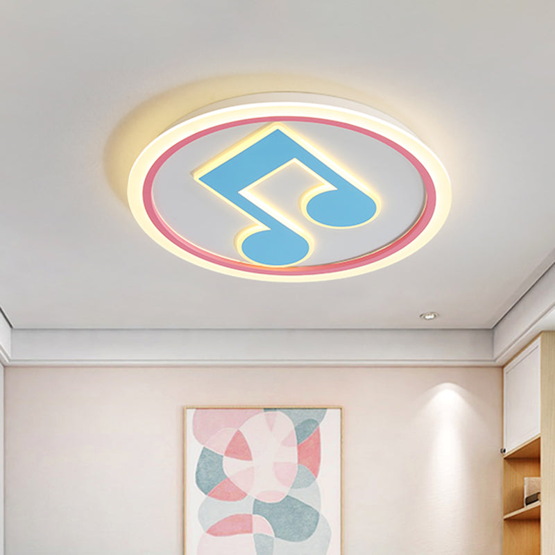 Blue Music Note Shaped Ceiling Lamp Creative LED Acrylic Flush Light in White/Warm Light Clearhalo 'Ceiling Lights' 'Close To Ceiling Lights' 'Close to ceiling' 'Flush mount' Lighting' 813296