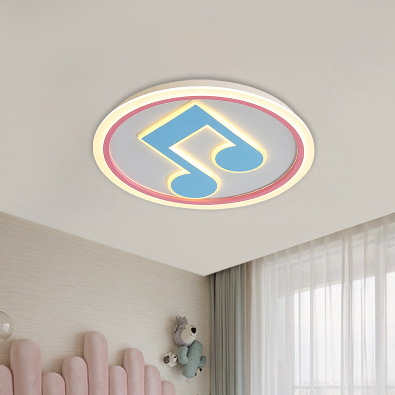 Blue Music Note Shaped Ceiling Lamp Creative LED Acrylic Flush Light in White/Warm Light Clearhalo 'Ceiling Lights' 'Close To Ceiling Lights' 'Close to ceiling' 'Flush mount' Lighting' 813297