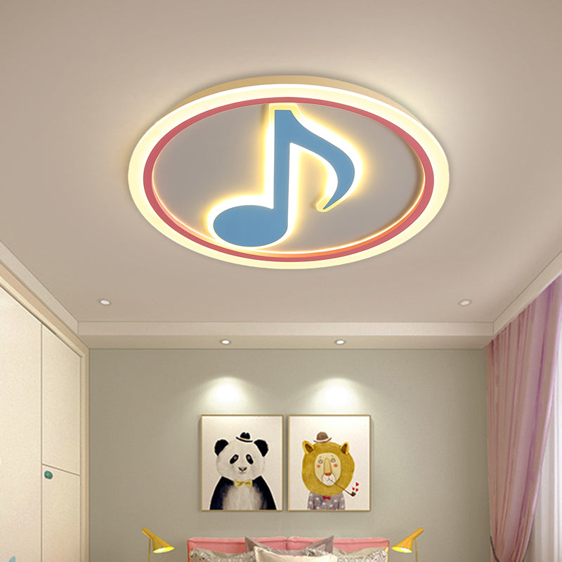 Blue Music Note Shaped Ceiling Lamp Creative LED Acrylic Flush Light in White/Warm Light Clearhalo 'Ceiling Lights' 'Close To Ceiling Lights' 'Close to ceiling' 'Flush mount' Lighting' 813301