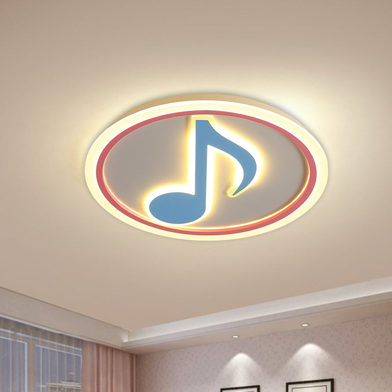 Blue Music Note Shaped Ceiling Lamp Creative LED Acrylic Flush Light in White/Warm Light Clearhalo 'Ceiling Lights' 'Close To Ceiling Lights' 'Close to ceiling' 'Flush mount' Lighting' 813302