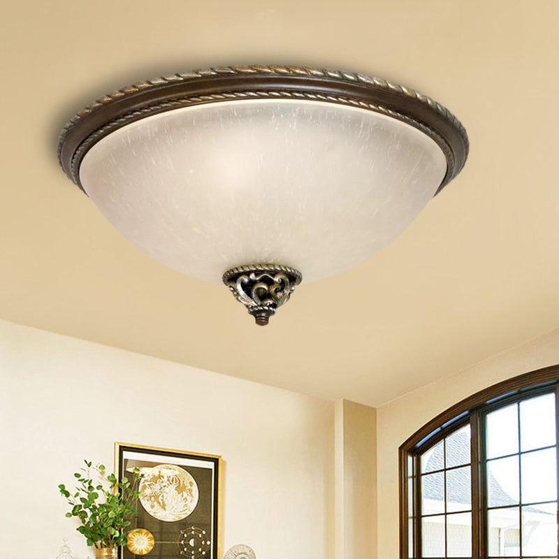 3 Heads Flush Mount Light Retro Dome Frosted Glass Ceiling Mounted Fixture in Black Black Clearhalo 'Ceiling Lights' 'Close To Ceiling Lights' 'Close to ceiling' 'Flush mount' Lighting' 813351